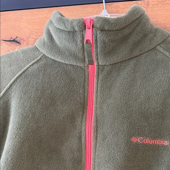 Womens Columbia Olive Fleece Jacket with Coral Zipper size 2X - Picture 3 of 7